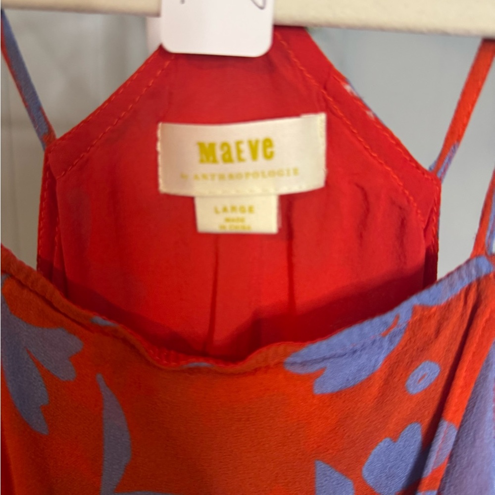 Maeve Contrasting Floral Red and Purple Women's Top Large - Picture 4 of 5